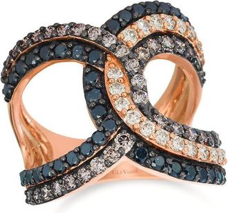 Le Vian Ladies Chocolate Layer Cake Fashion Rings set in 14K Strawberry Gold WJKS 14