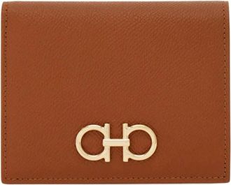 Ferragamo Brown Logo Textured Wallet