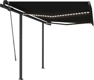 vidaXL Toldo Manual Retr&aacute;ctil Con Led Gris Antracita 3,5x2,5 M Vidaxl