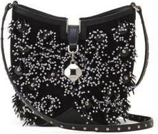 Lanvin Catch By Lanvin Embroidered Leather Bucket Bag in Black/silver at Nordstrom