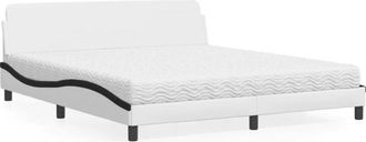 vidaXL Vidaxl - Cama Con Colch&oacute;n Cuero Sint&eacute;tico Blanco Y Negro 180x200 Cm