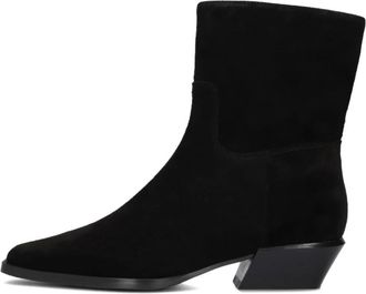 Stefano Lauran Zwarte Su&egrave;de Enkellaarsjes met Blokhak - Dames - Cowboylaarzen - Zwart - 37 EU - Su&egrave;de - Schoenen