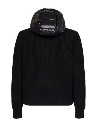 Moncler Padded Hooded Wool-Blend Down Jacket - Black