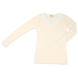 Engel Shirt L/S mit Spitze Longsleeve f&uuml;r Damen | wei&szlig;