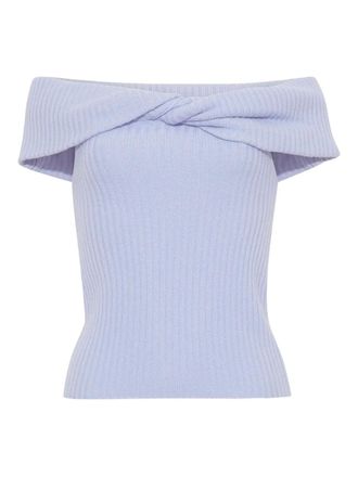 Cara Cara Petunia off-shoulder twist-front top - women - Wool/Cashmere - M - Blue