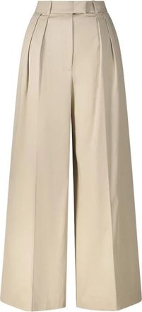 Anine Bing High-Waist Wide Broeken - Dames - Wijde Broeken - Beige - XS - Katoen - Broeken