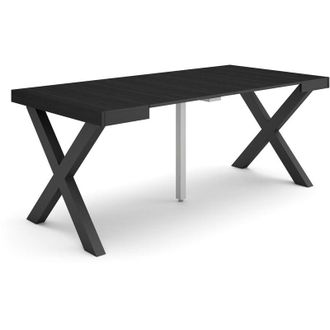 Skraut Home Skraut Home - Mesa Consola Extensible, Mesa Comedor Plegable, 180, Para 8 Comensales, Patas Madera Maciza, Estilo Moderno, Negro