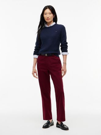 Tommy Hilfiger Womens Relaxed Straight Stretch Chino - Burgundy - 00