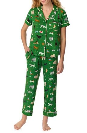 Kate Spade New York Piped Jersey Pajamas in Green at Nordstrom, Size X-Small