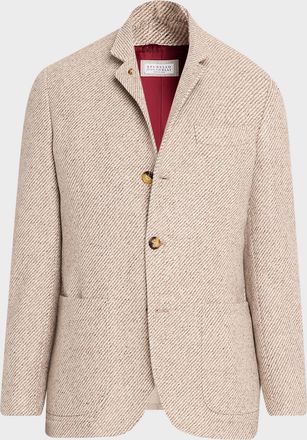 Brunello Cucinelli Men & apos;s Cashmere and Silk Diagonal Stripe Sport Coat