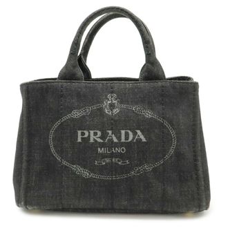 Prada Canapa Black Nero Denim Handbag Tote Bag (Pre-Owned)