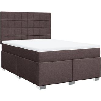vidaXL Vidaxl - Cama Box Spring Con Colch&oacute;n Tela Marr&oacute;n Oscuro 140x200 Cm