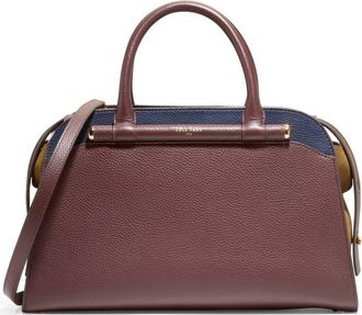 Cole Haan Medium Catherine Leather Satchel in Midnight Moon/cordovan/brown at Nordstrom