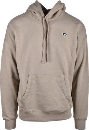 Diesel Katoenen Sweatshirt - Model: Felpa - Heren - Hoodies - Beige - M - Katoen - Hoodies & sweatvesten