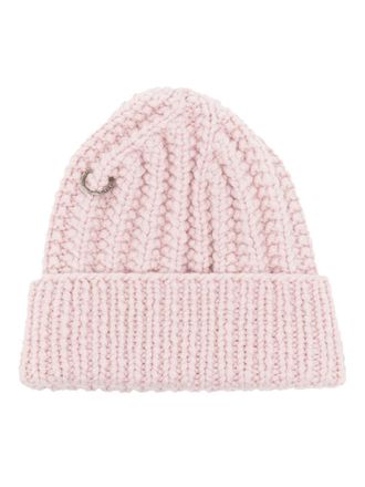Werkstatt München ring-detail ribbed beanie - Pink