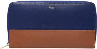 Celine Brown Navy Leather Long Wallet (Bi-Fold) (Pre-Owned)