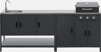 Sweeek Cucina Da Esterno Modulare Con Barbecue A Gas, 3 Bruciatori, 5 Moduli