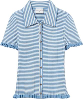 Claudie Pierlot T-shirt a righe con bottoni - Blu