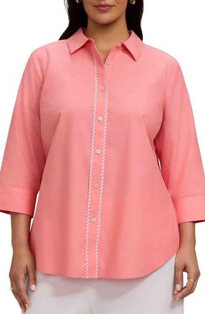 Foxcroft Marni Trim Shirt in Coral Reef Red at Nordstrom, Size 3 X
