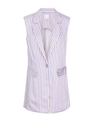 8 by YOOX STRIPED VISCOSE SLEEVELESS BLAZER