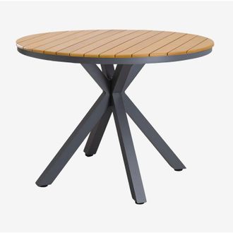 Sklum Sklum - Tavolo da giardino rotondo in alluminio e legno di eucalipto Archer