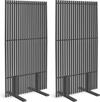IDMarket Set Di 2 Paraventi Esterni Traforati, Paravento Decorativo, 80 X 150 Cm, Metallo Grigio Antracite