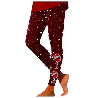 Generic Christmas Leggings for Women UK Xmas Reindeer Wine Glass Snowflake Printed Tights Fashion Workout Athletic 2025 Leggings Soft Lightweight Stretchable 