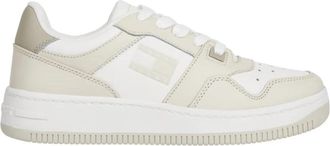 Tommy Jeans Beige Retro Tonal Logo Sneakers - Dames - Sneakers - Beige - 36 EU - Leer - Schoenen