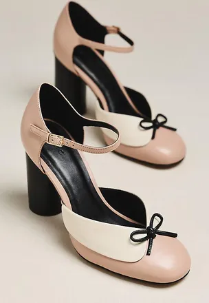 Maeve Leather Collar Ankle-Strap Heels