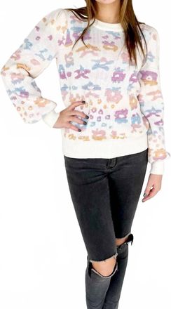 Fate Womens Leopard Sweater In Multi Pastel