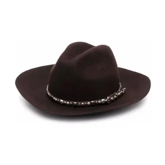 Golden Goose Vilt Fedora Hoed Stijlvol Ontwerp - Heren - Accessoires - Bruin - Maat: S