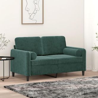 vidaXL Sof&aacute; De 2 Plazas Con Cojines Terciopelo Verde Oscuro 120 Cm Vidaxl