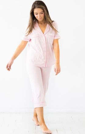 Salua Classic Luxury Capri Pajamas in Brushed Pima Cotton in Light Pink/bubble Gum at Nordstrom, Size X-Small