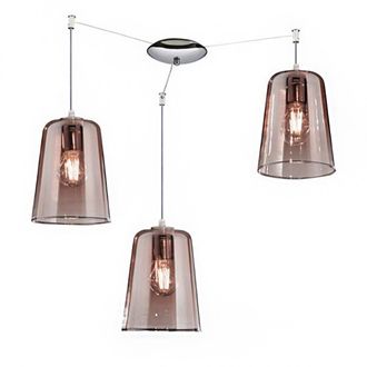 Top-Light Sospensione Tripla Top Light Shaded 1164cr S3 E27 Led Vetro Colorato Lampada Soffitto Moderna, Colore Rame