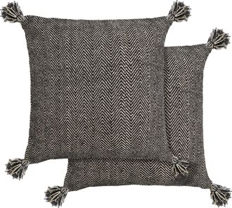 TJ Hughes Herringbone - Recycled Cotton Cushion Cover in Black - TJ Hughes