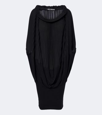 Junya Watanabe Pleated wool-paneled midi dress