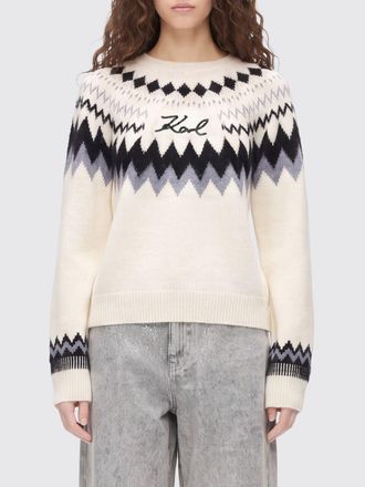 Karl Lagerfeld Maglia girocollo in misto lana riciclata con motivo jacquard a rombi