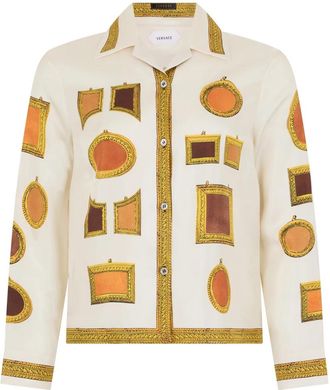 Versace Printed Silk Twill Shirt - Dames - Overhemden - Veelkleurig - S - Overhemden