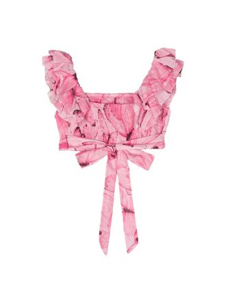 Blumarine Butterfly Motif Cotton T-Shirt - Pink