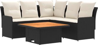 vidaXL Juegos De Muebles 4 Uds. Negro Y Crema Rat&aacute;n Sint&eacute;tico Vidaxl