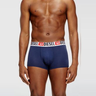 Diesel Three-pack of all-over logo waist boxers - Trunks - Man - Blue