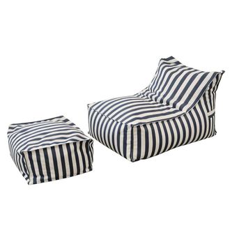 Concept Usine Conjunto de pufs de exterior a rayas azules repelentes al agua y