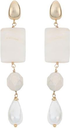 Panacea Cultured Pearl & Crystal Linear Drop Earrings in White at Nordstrom Rack