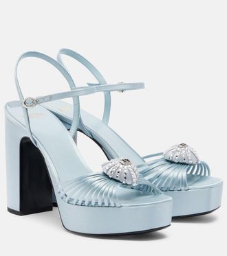 Valentino Garavani Coeur Royal embellished satin platform sandals