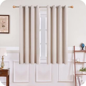 Elle Cortina Opaca T&eacute;rmica Aislante De 140x160 Cm, Corta, Color Beige, Para Ventanas Peque&ntilde;as, Ideal Para Sala De Estar Y Dormitorio. Juego De 2 Cortinas C