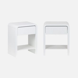 Sweeek Mesita De Noche Efecto Madera Acanalada, Set De 2