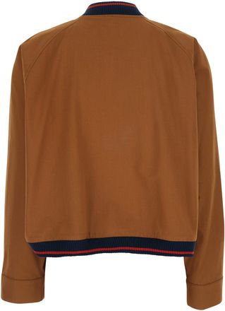Merci Womens Bomber Jacket Brown Tech Fabric Coat