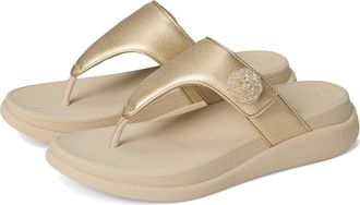 FitFlop F-Mode Go Beadie-Button Adj. Flatform Toe/Post Sandals Womens Wedge Shoes Platino : 11 M (B), Leather