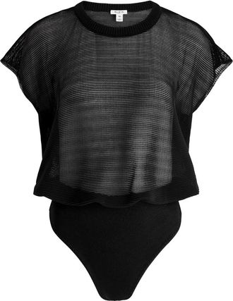 Alaia Ribbed Sheer Cotton-blend Bodysuit - Black - 38 (UK10 / S)
