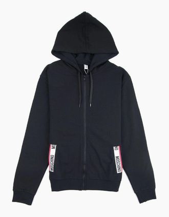 Moschino Mens Moschino Underwear Pocket Tape Logo Hoody Black - Size: 29/28/32/34
